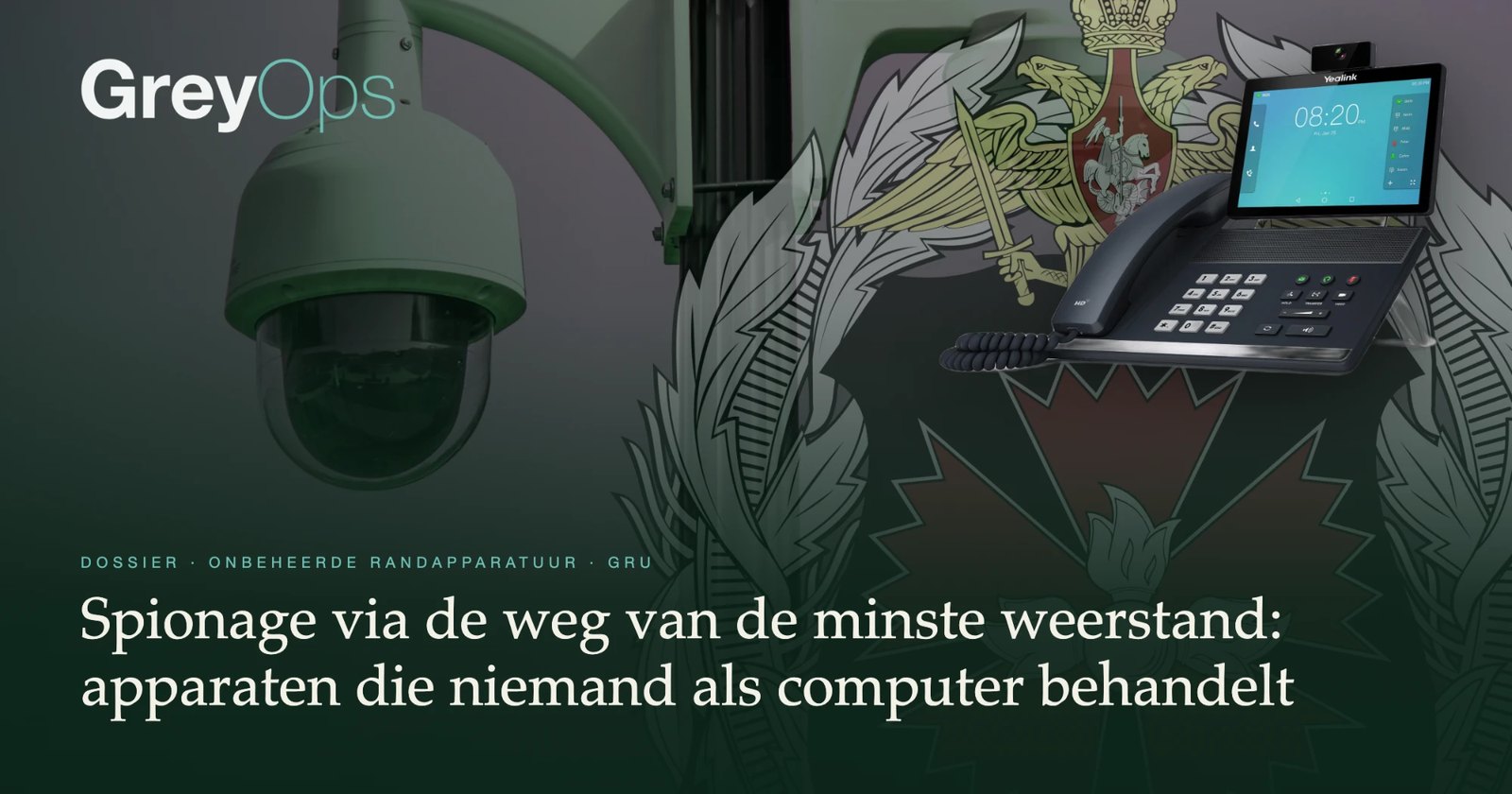 Een bewakingscamera en een VoIP-vergadertelefoon voor het wapen van de Russische strijdkrachten